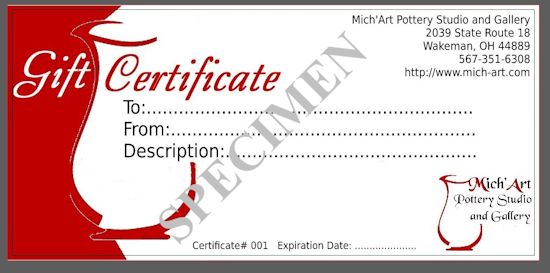 Gift Certificate - Specimen